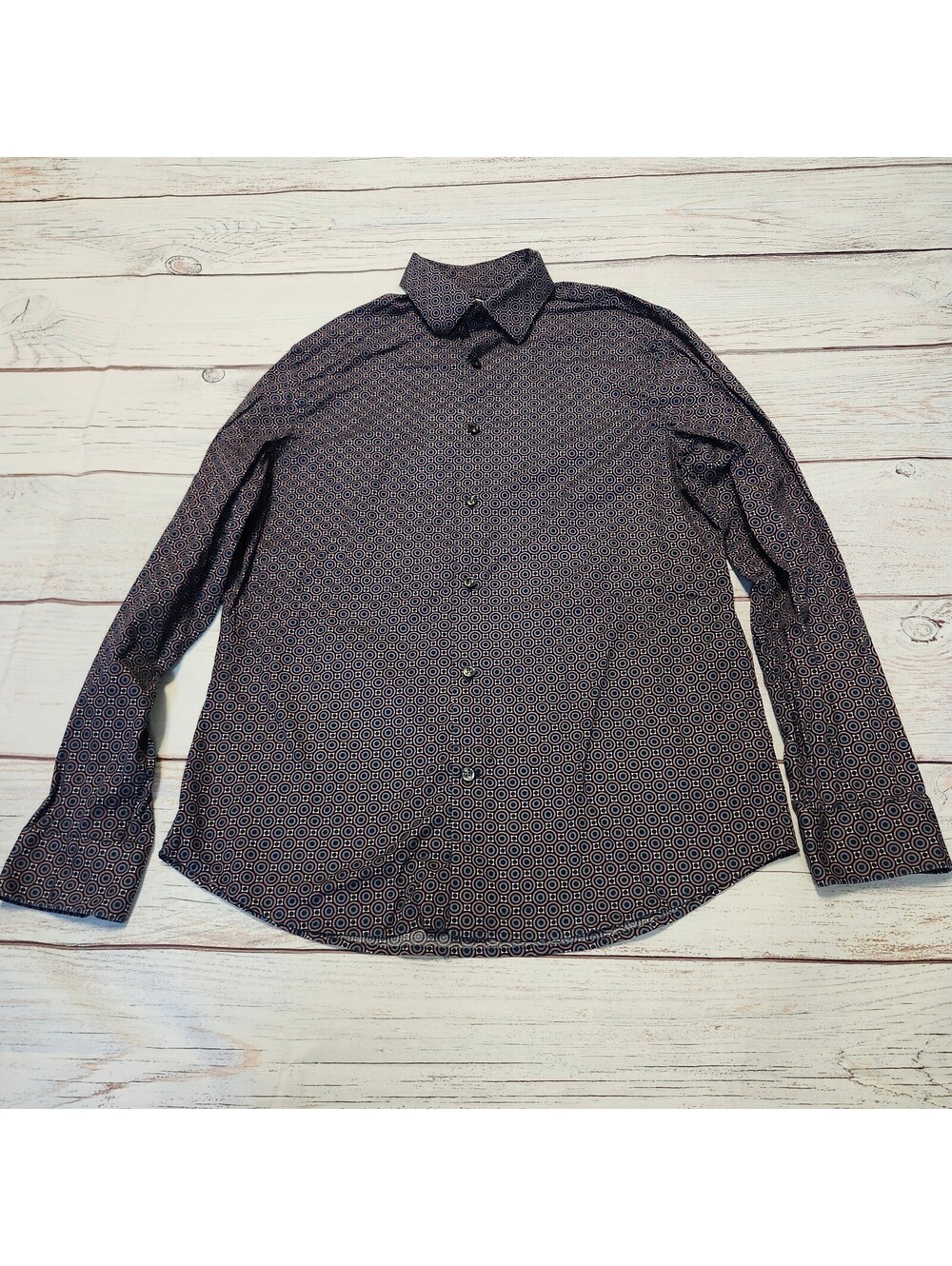 Express Slim 1MX Men's Medium Button-Up Shirt with Geometric Pattern